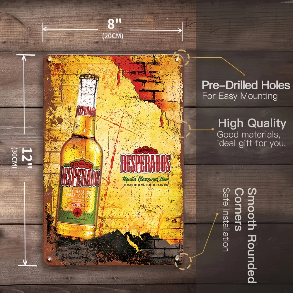 Letreros Metálicos Vintage de Whisky - Decoración Rústica de Pared de Hierro con Jim's Beam, Mojito, Leffe, Spice Things Up, The Bourbo