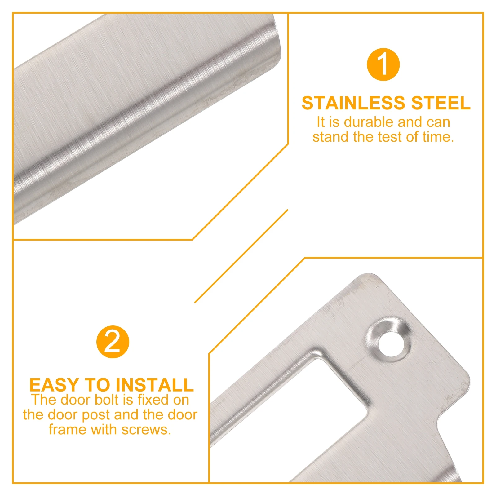 1 Set Stainless Steel Door Strike Plate Combo Latch Deadbolt Reinforcement Guard Durable Strong Easy Install Replacement For