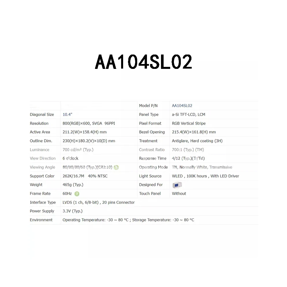 Nuovo modulo schermo LCD di controllo industriale da 10.4 pollici AA104SL02 sigillato completamente Teste