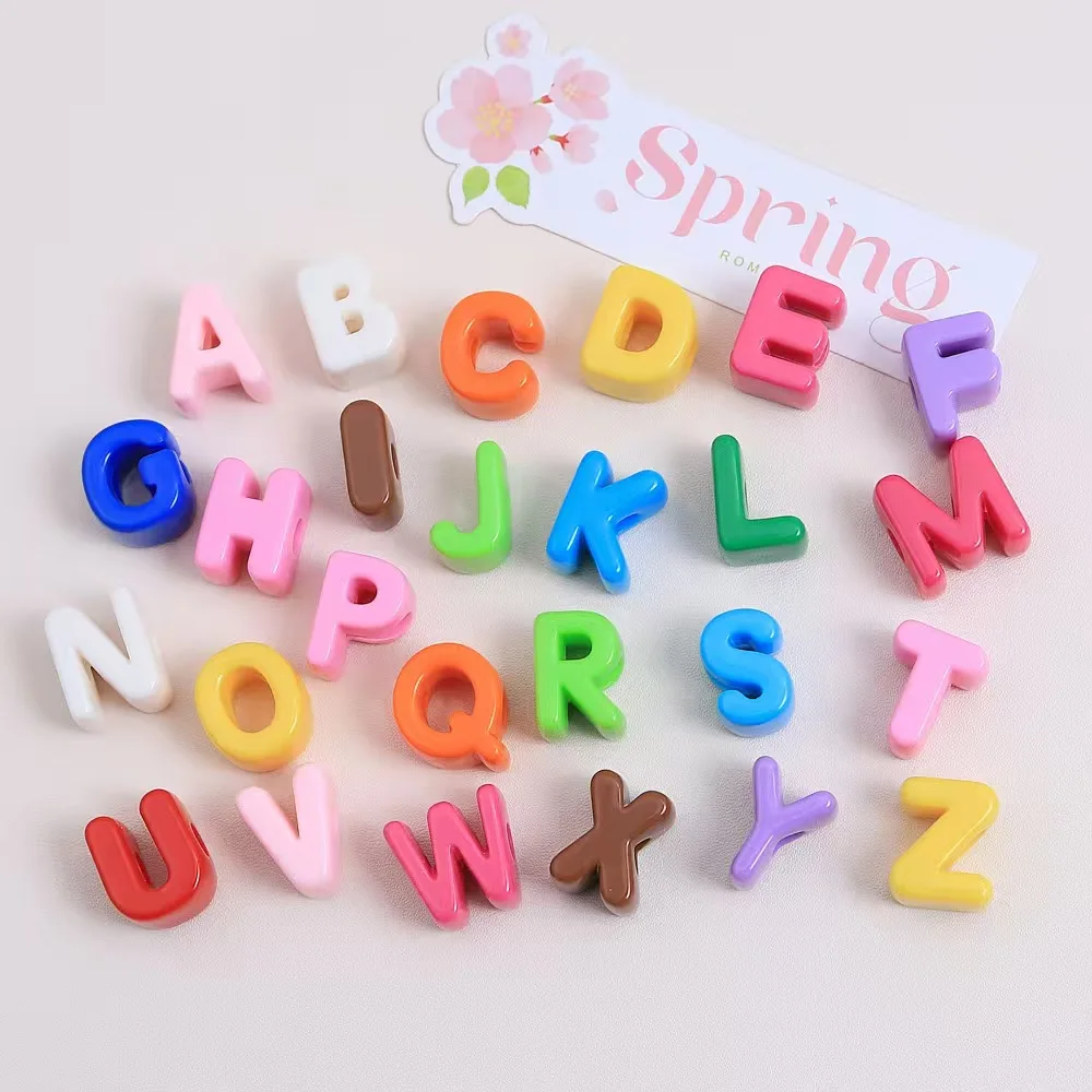 26pcs new acrylic A-Z English letter straight hole beading DIY casual shoe buckle handmade jewelry accessories holiday gifts