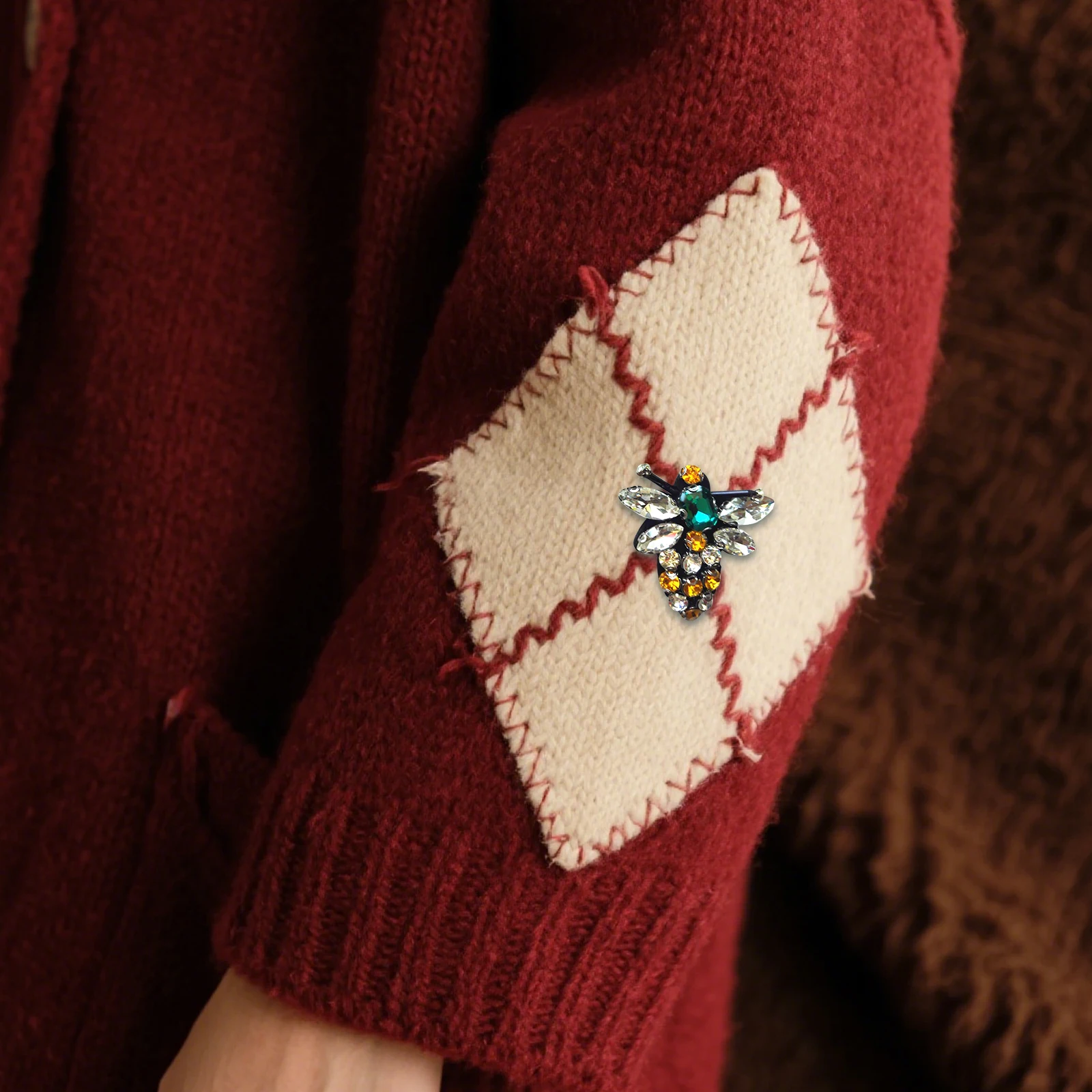 

5pcs Chest Pin Decorations Crystal Rhinestone Iron On Sew On Patches For Clothing Shoes Jackets Backpacks Diy Repair Brooches