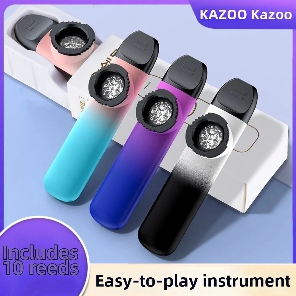 Gradient Color Kazoo Flute 5Pcs Membranes Great Sound Mouth Flute with Lanyard Easy To Learn Musical Whistle