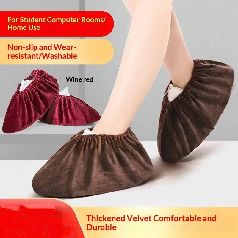 1 Paar Flanell-Schuhüberzüge, dick, wiederverwendbar, rutschfest, für den Innenbereich, schützen den Boden und Teppich, reinigen Schuhe und Hausschuhe. – Detail 11
