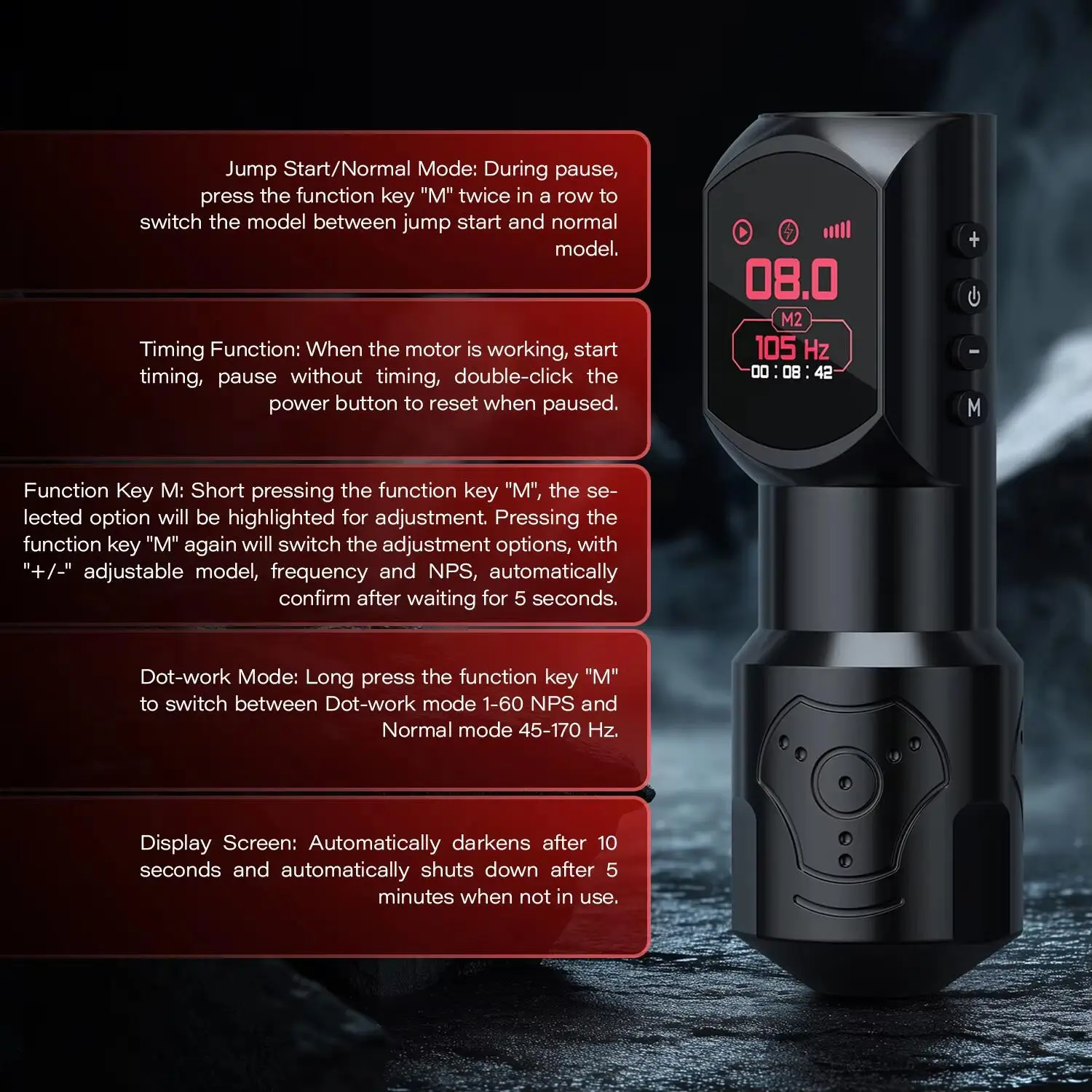 Macchina per tatuaggi wireless Display digitale con grande schermo a colori Nuova macchina per tatuaggi per trucco permanente con pistola per tatuaggi potente da 1500 MAH