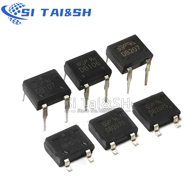 20PCS DB104 DB105 DB106 DB107 DB157 DB207 DB104S DB105S DB106S DB107S DB157S DB207S DIP4 SOP4 Rectifier Bridge Stack MOLEWEI