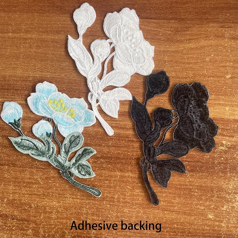 1/3 Stück, Blumen-Applikationen, Orchidee, Pfingstrose, Magnolie, Stickerei-Aufnäher zum Aufbügeln, florale Aufkleber zum Selbermachen, Nähen für Kleidung, Kleider, Taschen – Detail 4