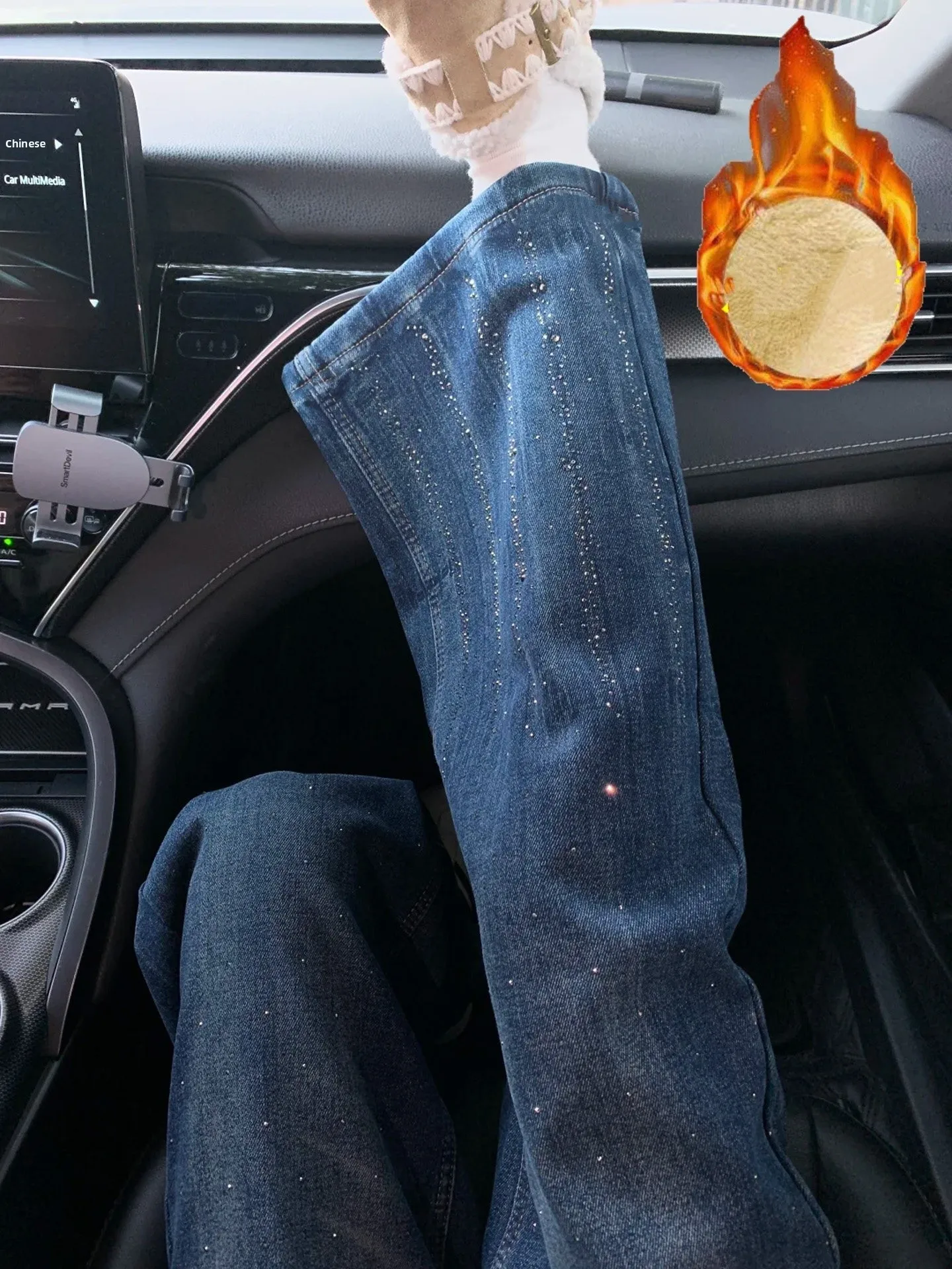 

Женские джинсы в стиле ретро с американским дизайном, на флисовой подкладке, с высокой талией, широкие, прямого кроя, утепленные, с эффектом похудения