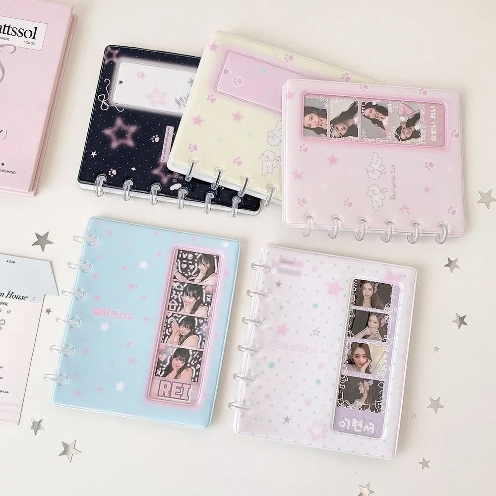 Small Card Storage Book 4-Grid Photo Card Holder Refillable INS Photo Card Binder Loose-leaf PVC Photo Storage Album School