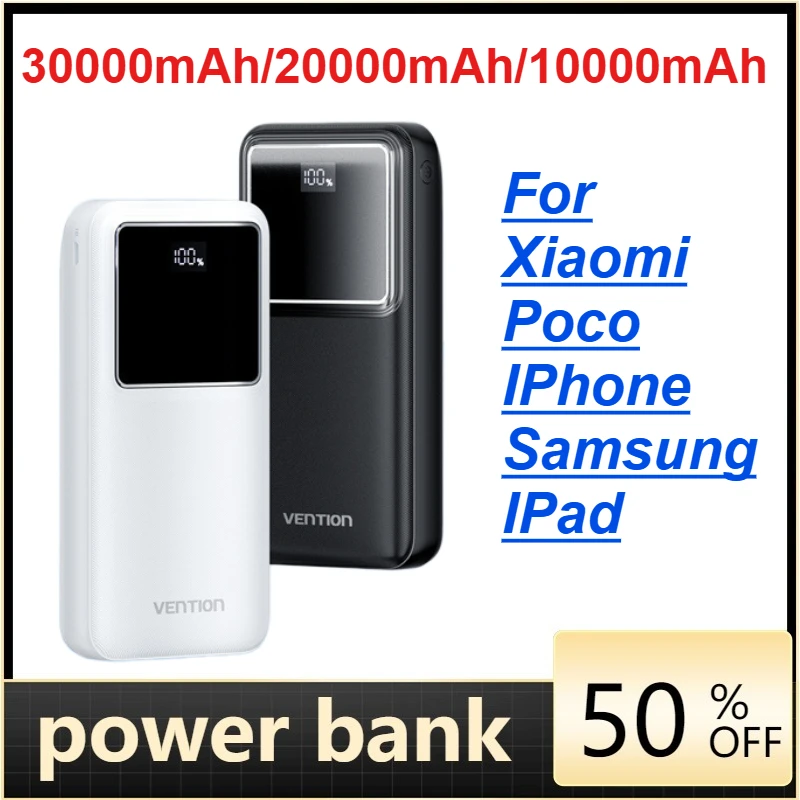 

Power Bank 30000mAh/20000mAh/10000mAh PD 22.5W Fast Charging Phone External Battery for Xiaomi Poco IPhone Samsung IPad