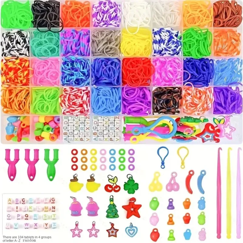 40 grids/box Vibrant Color Rubber Band Assortment Loom Bands- Beading Kits for Making Unique Bracelets, Bangle