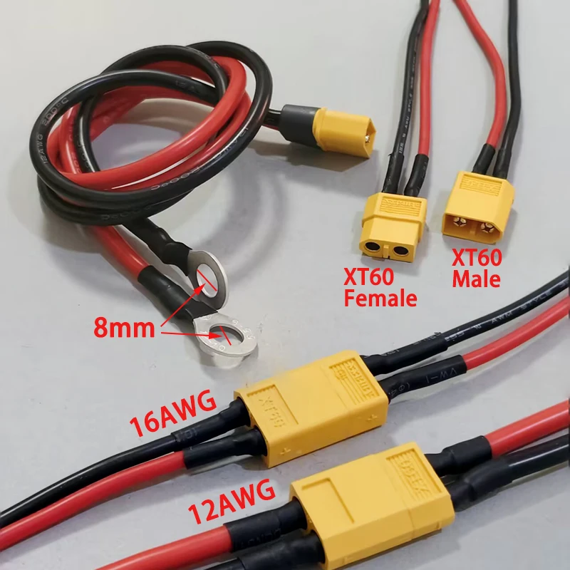 1PC XT60 Male Female Connector 10/50/100cm 12/16AWG Silicone Flexible Wire For RC Airplane Lipo Battery ESC FPV Drone Expand
