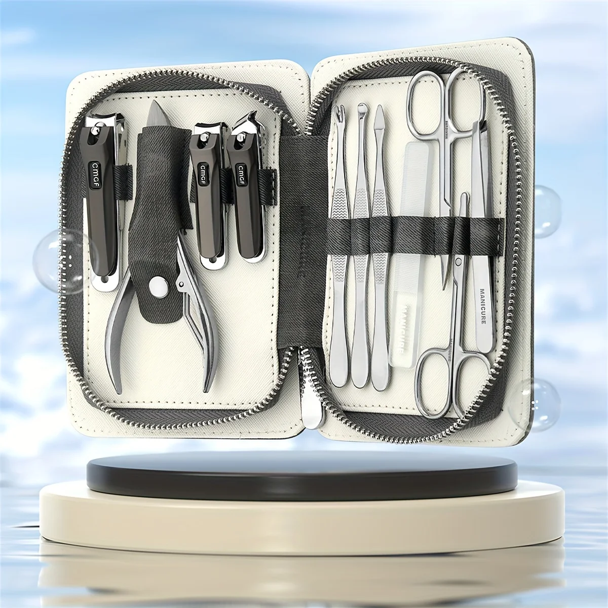 新しい 9in 1 高品質マニキュアセット実用キットステンレス鋼爪切りレザーケース付きギフト男性/女性