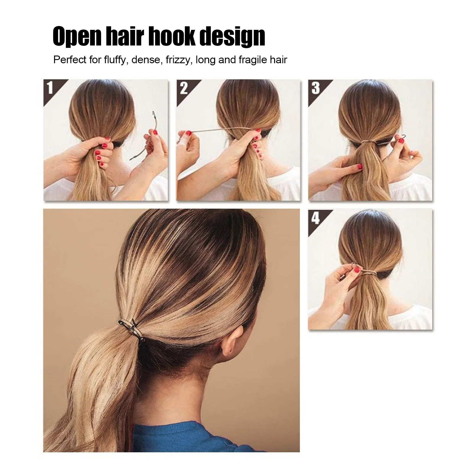 20Pcs Women Ponytail Hooks Hair Clips Elastic Hair Ties Ponytail Holders Hair Accessory Hair Ties Hook Ponytail Hooks Hair Clips