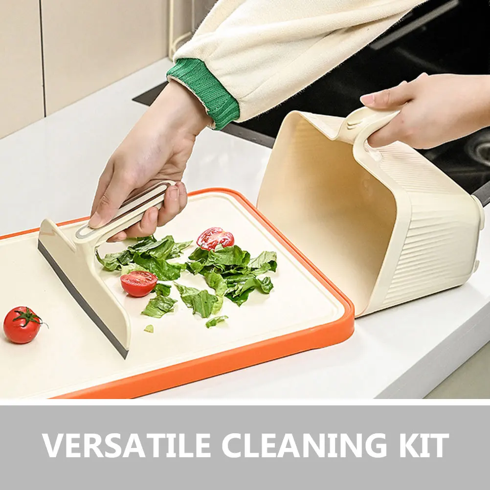 

1Set Desktop Trash Can and Squeegee Cleaning Kit Compact Plastic Countertop Cleaner Tool Dustpan Office Table Cleaner