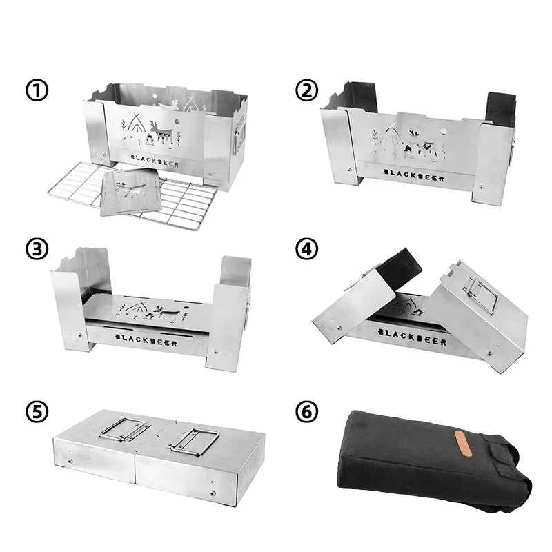 Imagem -05 - Blackdeer-portátil Fogão de Acampamento Queimador de Buracos Fogo de Madeira Obras Tocha Cozinha Leve Braseiro Churrasqueira Aço Inoxidável