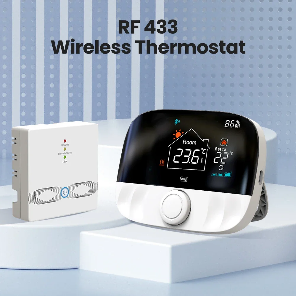 MIUCDA Tuya Smart Home WiFi Thermostat,RF433 Wireless Floor Heating Water Gas Boiler Smart Living Temperature Controller