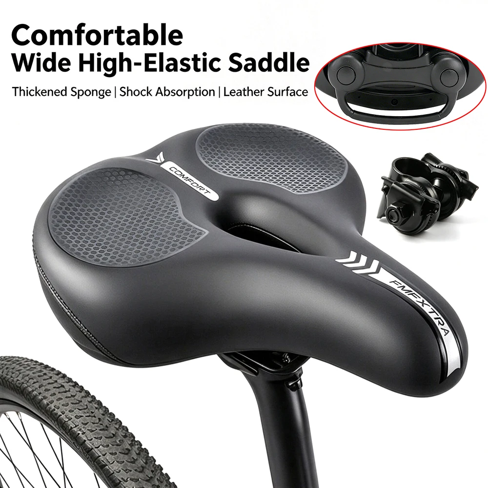 Comfortable Double Shock Absorption Bike Saddle Widen Elastic Commuter Cycling Seat Cushion for MTB Mountain Road Bike