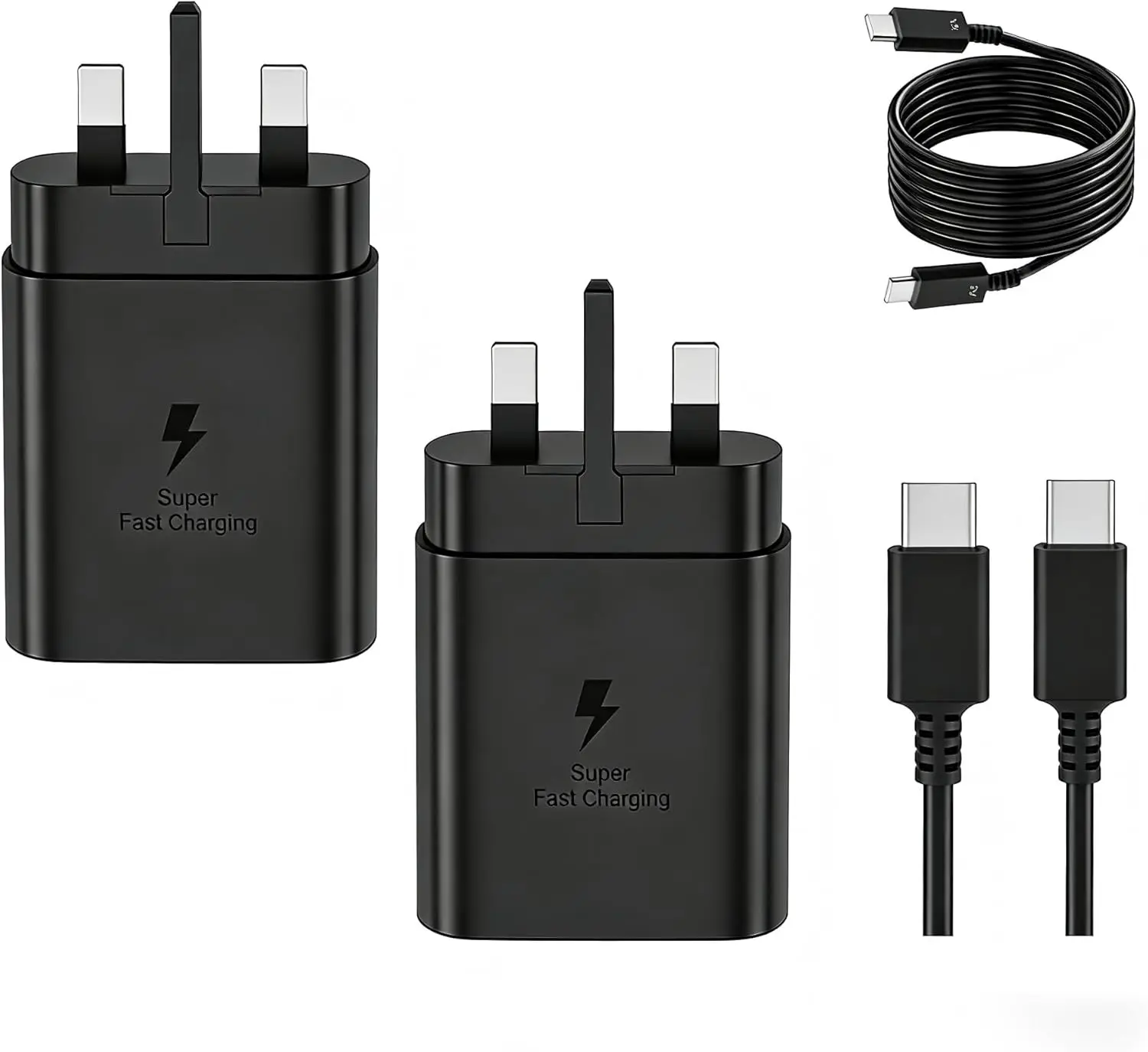 

2PCS 45W USB C Fast Charger with 2x1m Cable, Compatible with for Samsung Galaxy S25 S24 S23 S22 S21 Ultra Note 20 10