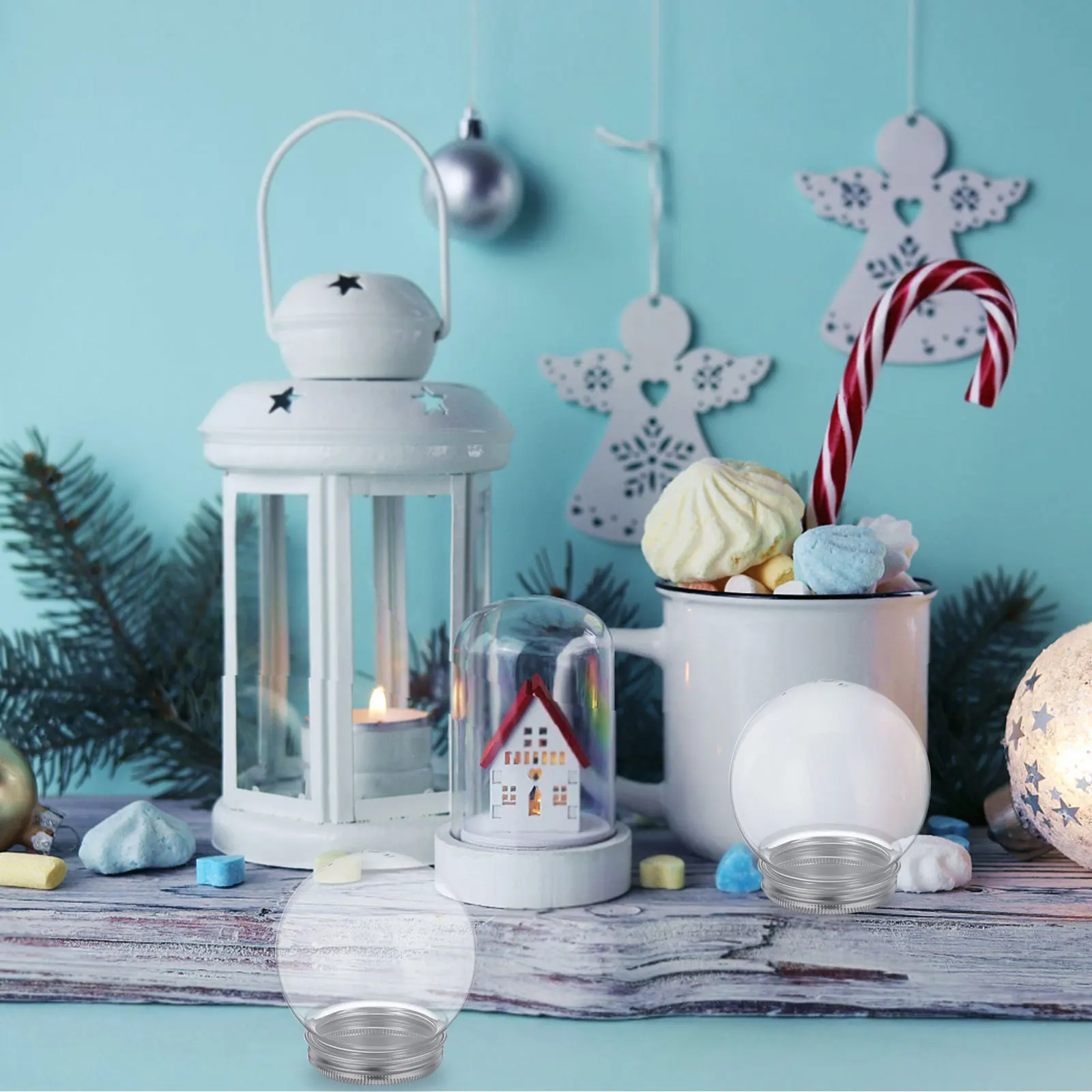 

24pcs Clear Water Globes 150Ml Empty Snow Globe Containers For Diy Crafts Christmas Decorations Fillable Glitter Mini Figures