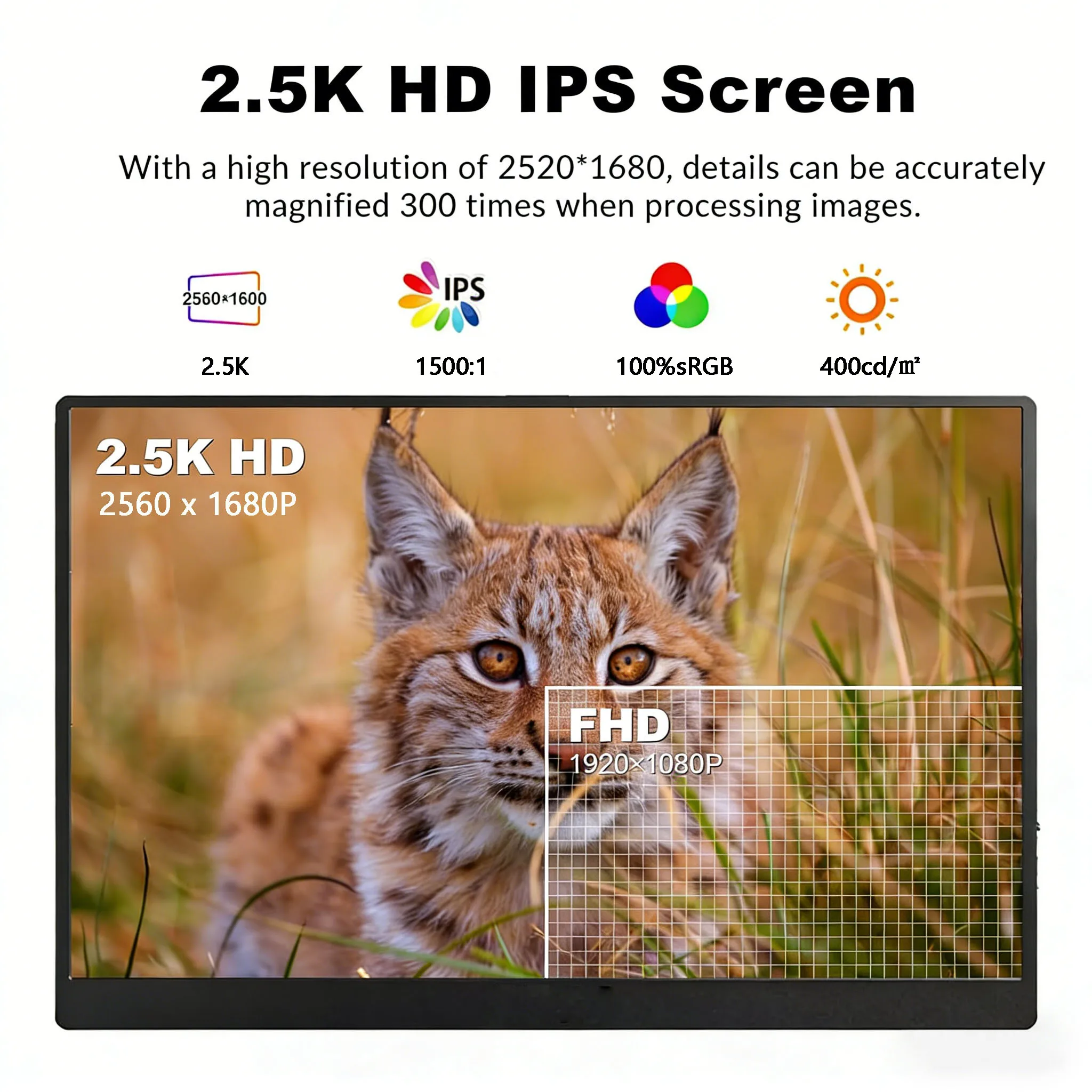 16' 2.5K QHD Portable Monitor 10-Point Touchscreen IPS Display with 100% SRGB USB-C HDMI Travel Second Screen for Laptop PC Mac