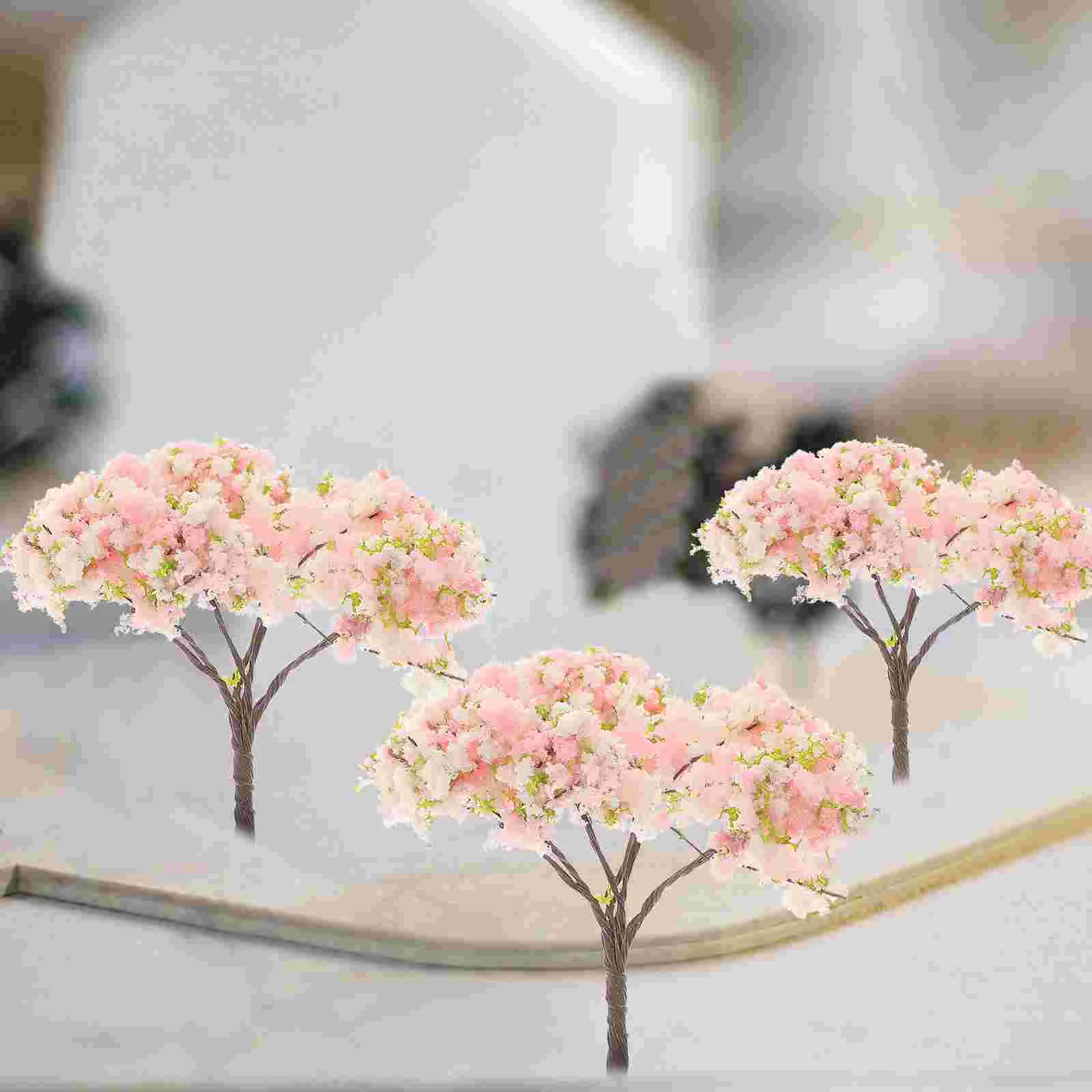 10pcs Mini Cherry Blossom Trees H5cm Artificial Plants Decor for Home Office Bedroom Living Room Coffee Table Windowsill Balcony