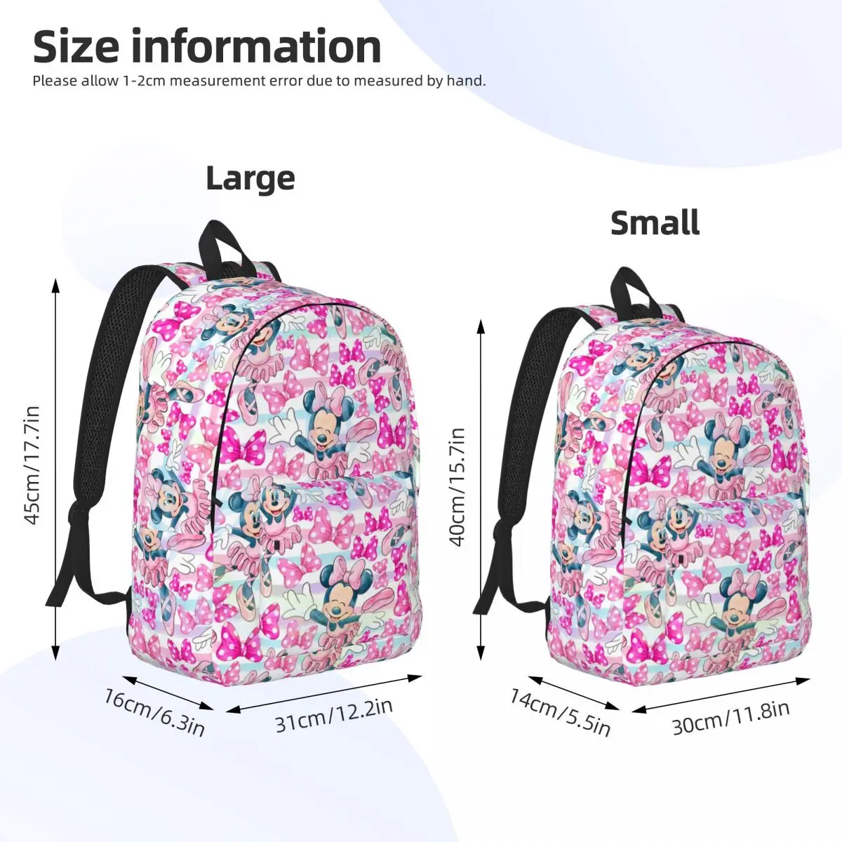 Customized Minnie Mickey Mouse Canvas Backpacks Men Women Basic Bookbag for School College Bags