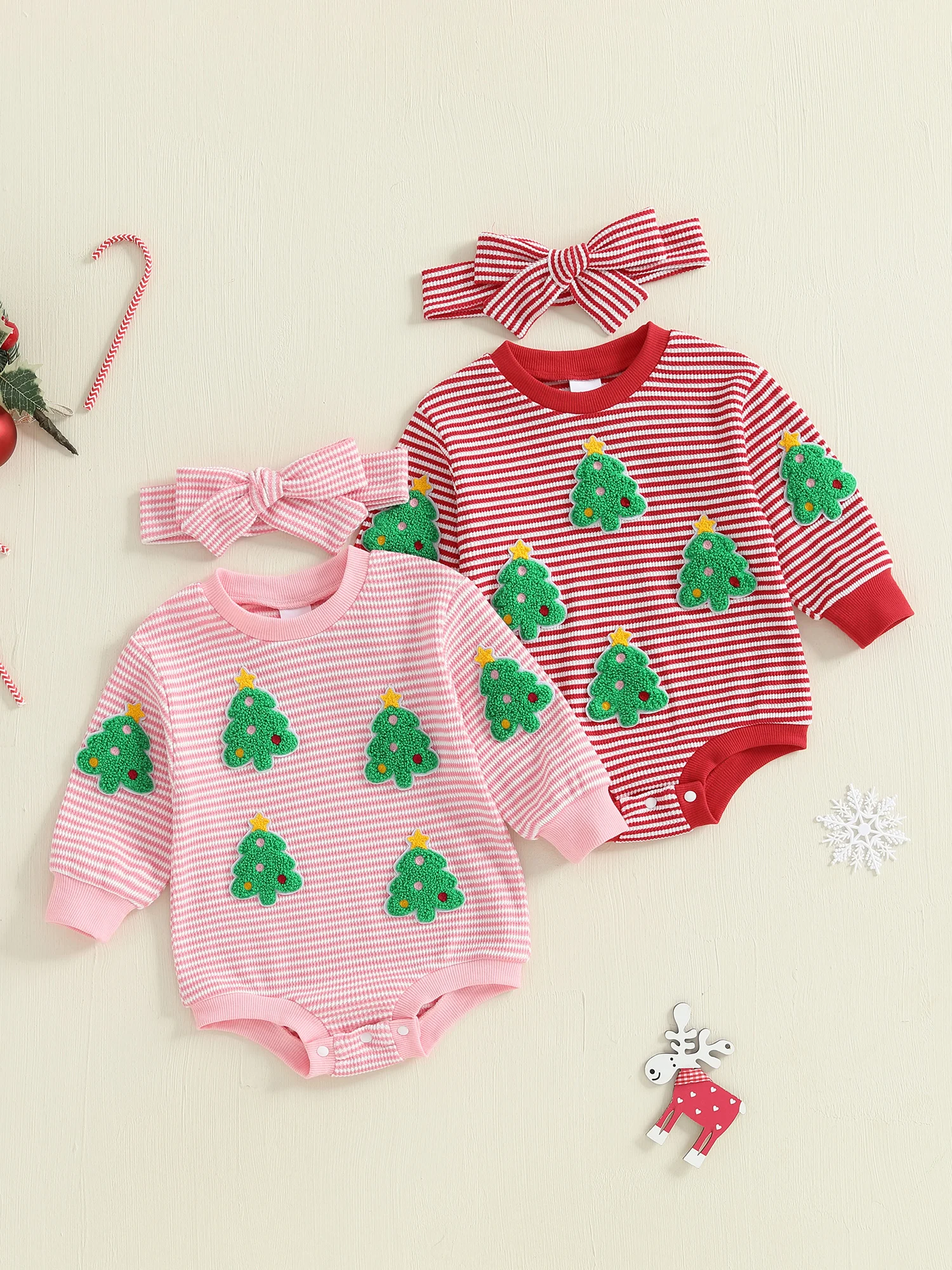 ملابس احتفالية للعطلات للفتيات الرضع مع ملابس داخلية مزينة لرجل الثلج سانتا كلوز وعصابة رأس متطابقة #6