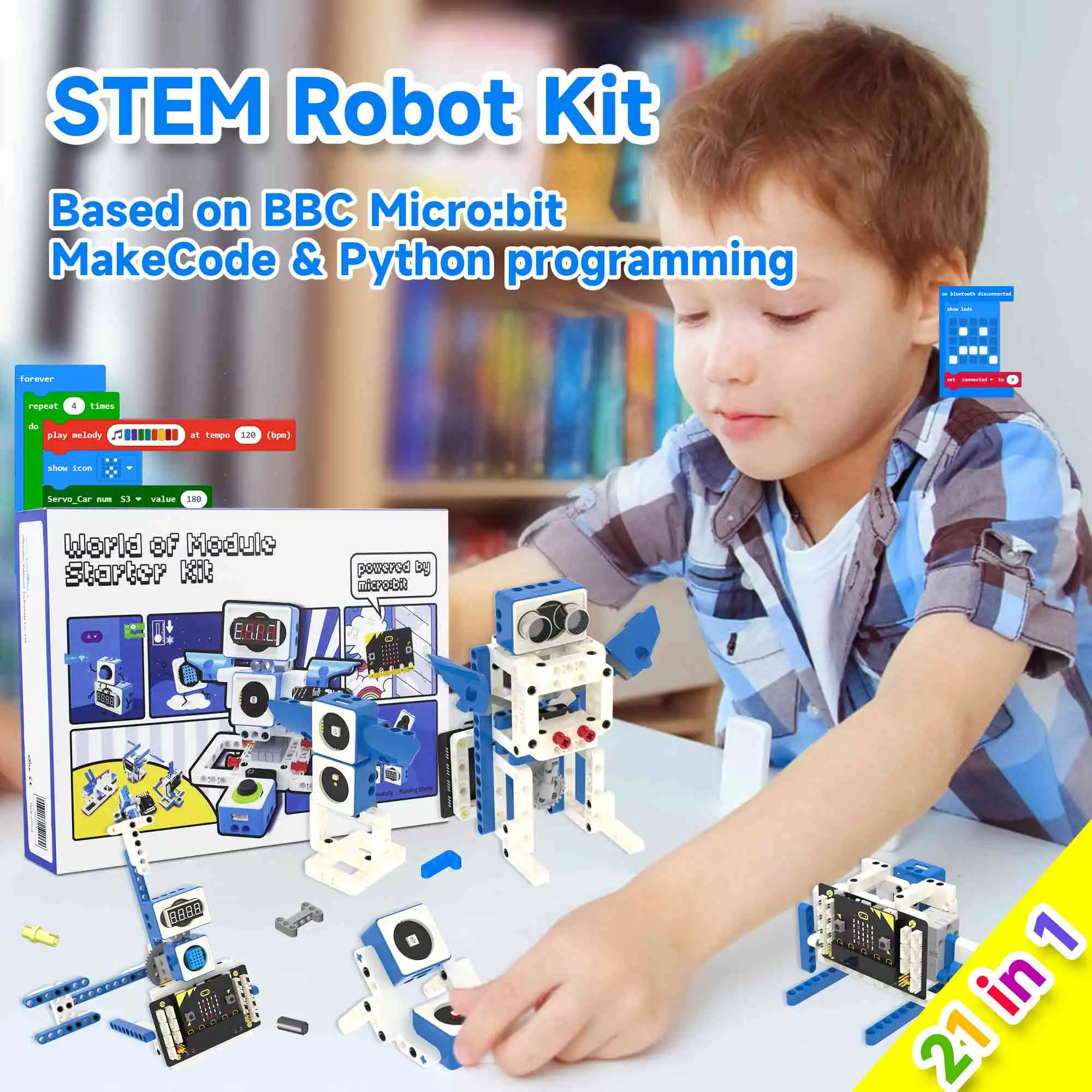 Microbit V2 Smart Robot Car Kit Programmable STEM Sets Coding Science Educational DIY Electronics Project For Kids