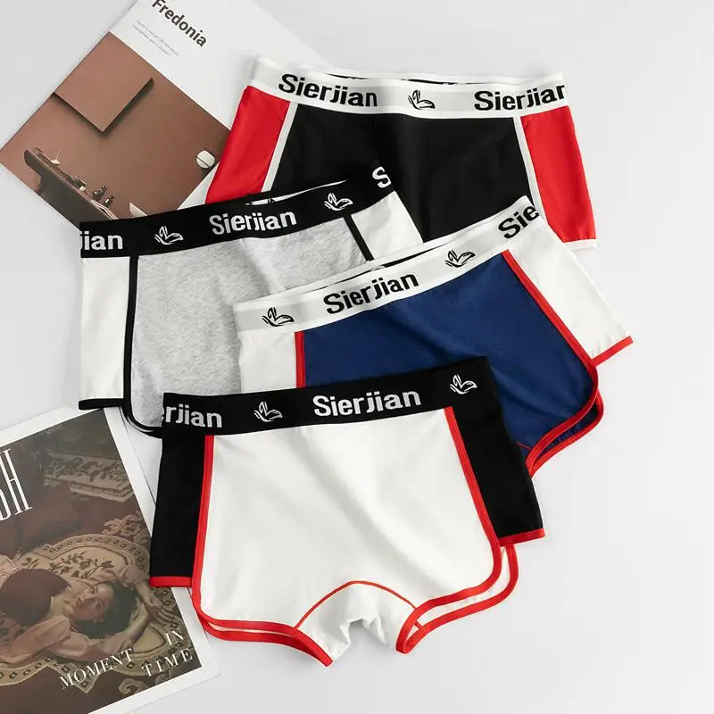 Color Blocked Sports Style Women\'s Boxer Shorts Yoga Fitness Boxer Pants Elastic waistband Lady Underwear Fashionable Home Panty