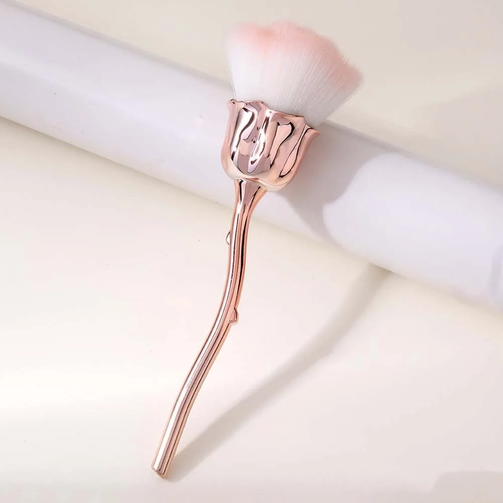 로즈 플라워 네일 아트 더스트 클리너 브러쉬 소프트 파이버 크리에이티브 메이크업 브러쉬 나일론 울 화장품 도구 파운데이션 브러쉬 네일 살롱