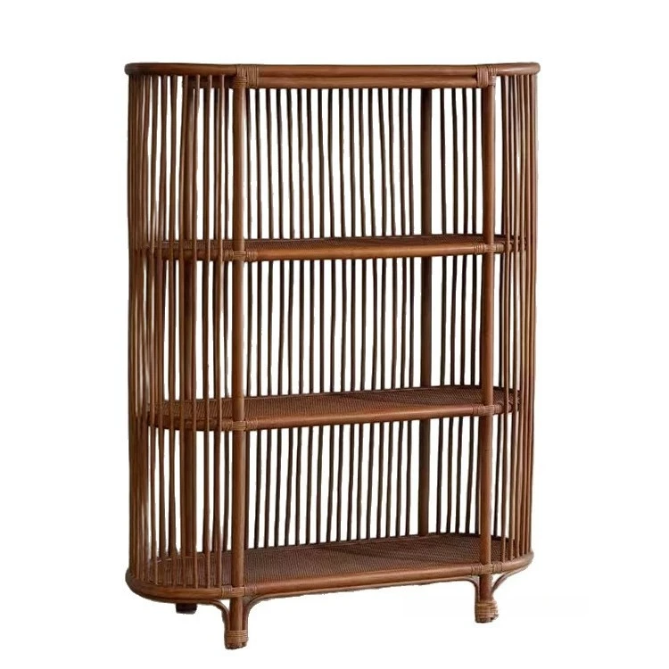 #Vintage wabi-sabi wind rattan weaving storage shelves in the living room and study