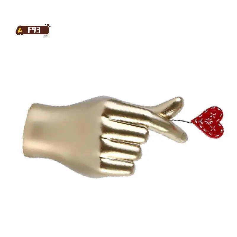 AF93-Love لفتة تمثال يد واحدة زخارف ذهبية، فن حديث من الراتنج لهجات منزلية لغرفة المعيشة، سطح المكتب متين