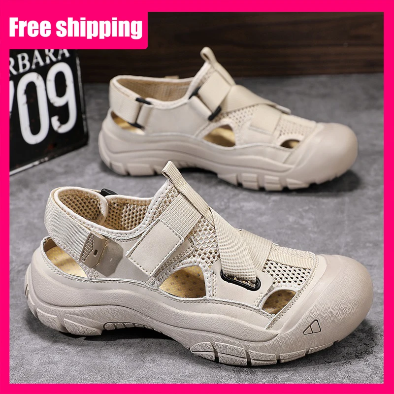 

Men Sandals Summer Hollow Mesh Breathe Comfort Anti Odor Outdoor Beach Shoes 2026 New Model Thick Sole Non Slip Casual Sandals
