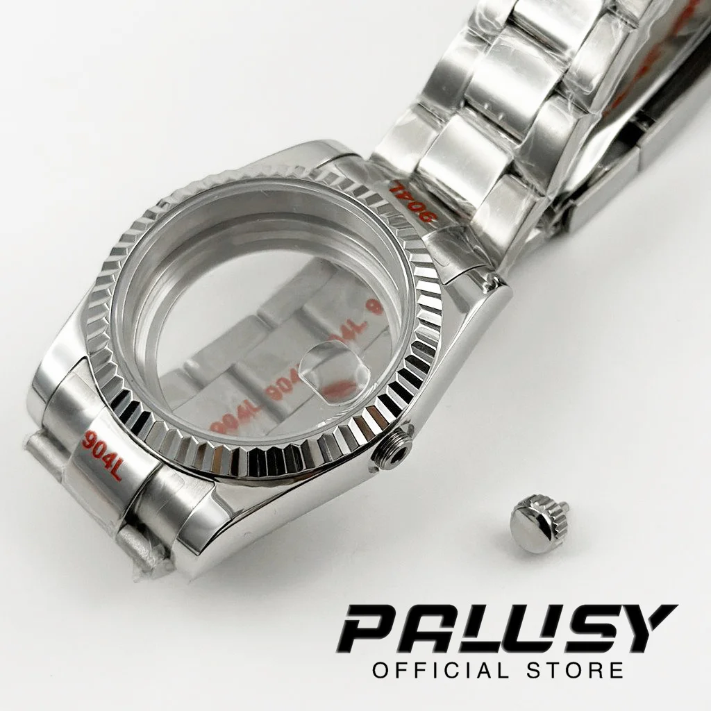 Funda de reloj resistente al agua, cristal de zafiro, 36MM/40MM, alta calidad, curva estriada, NH34, NH35, NH36, NH38, NH70, NH72, ETA2824