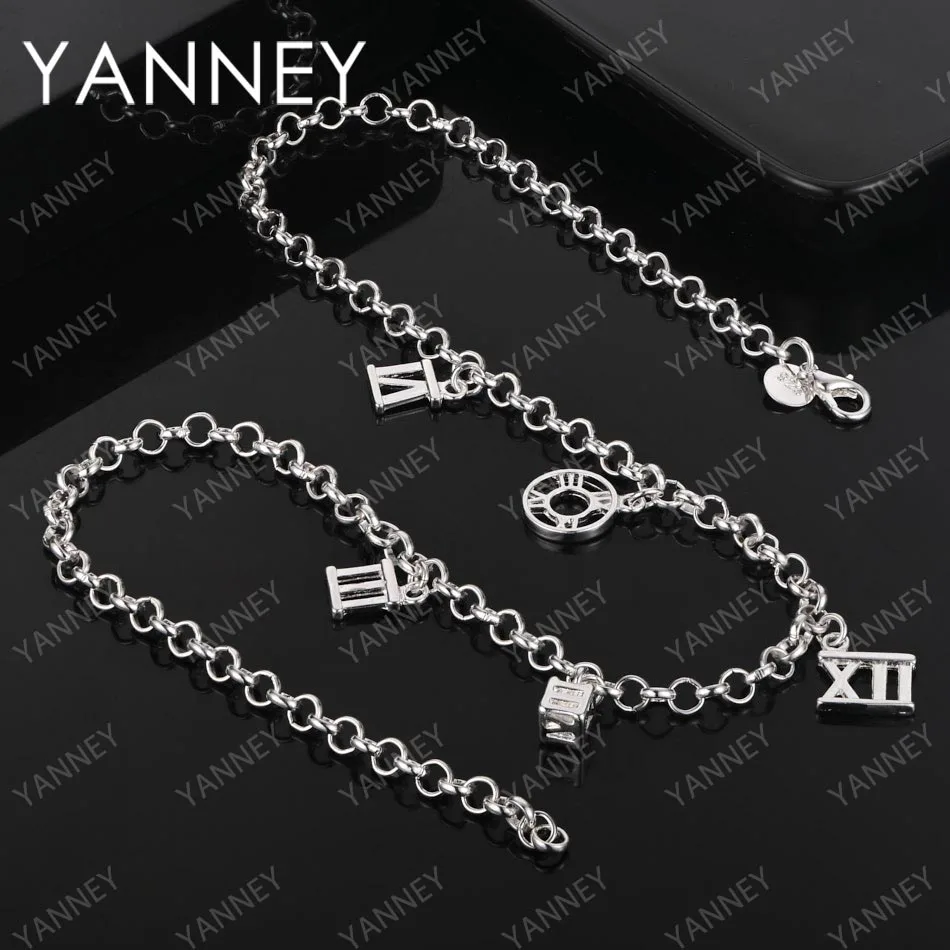 925 Sterling Silver 20 Inches Roman Hip Hop Necklace For Women Men Punk Fashion Charm Jewelry Accessories