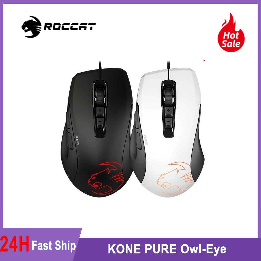 ROCCAT Kone Pure Owl-Eye 12000 dpi Optical Sensor RGB Gaming Mouse, Black