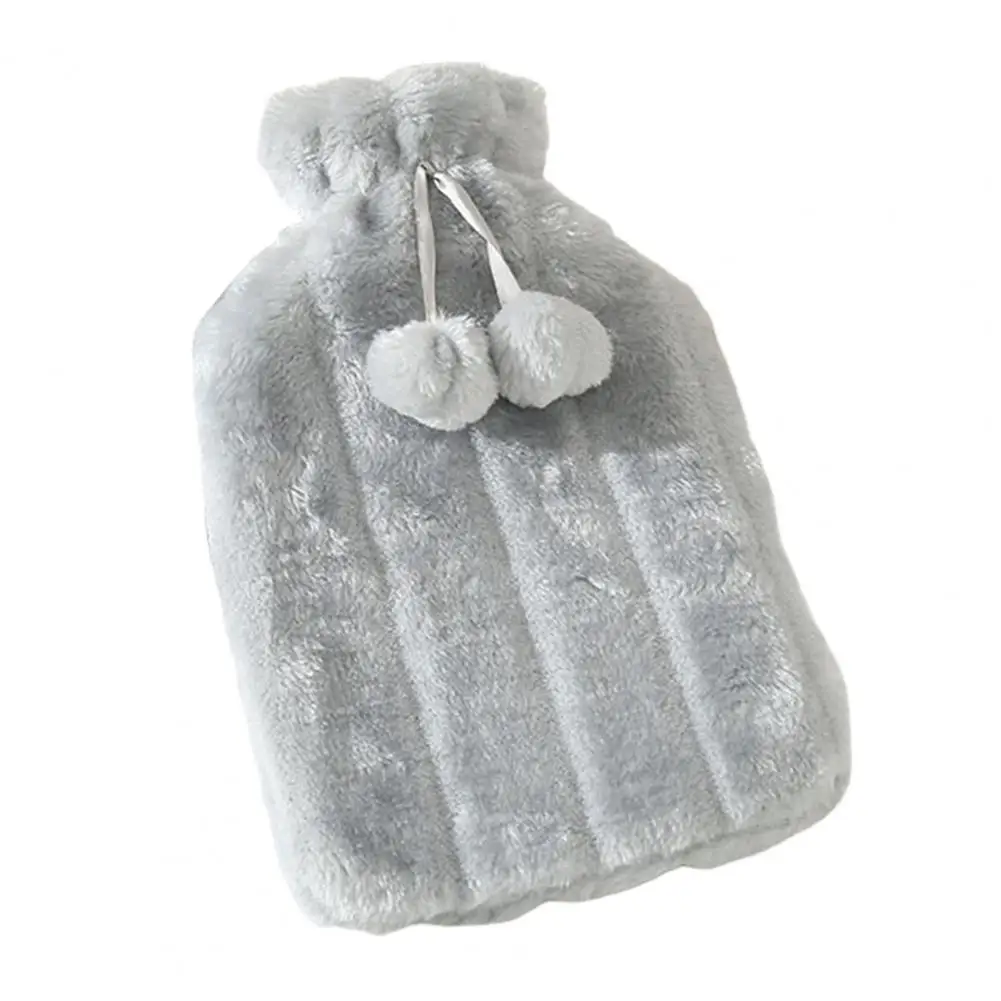 Leak-proof Hot Water Bottle 2000ml Rubber Hot Water Bottle with Plush Cover Leak-proof Pain Relief Compress Back for Menstrual