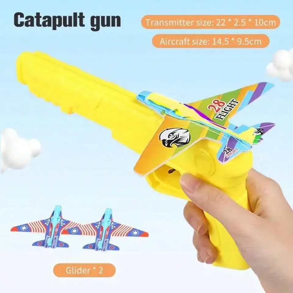 Children's Fun Toy Ejection Aircraft Gun Mini Small Plane DIY Assembled Colorful Aviation Model Outdoor  Interactive Toy Games