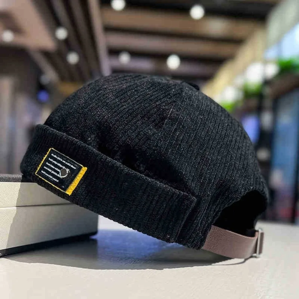 Corduroy Fabric Docker Beanie Brimless Design Unisex Style Corduroy Skullcap Retro Japanese Style Casual Fit Brimless Sailor Cap