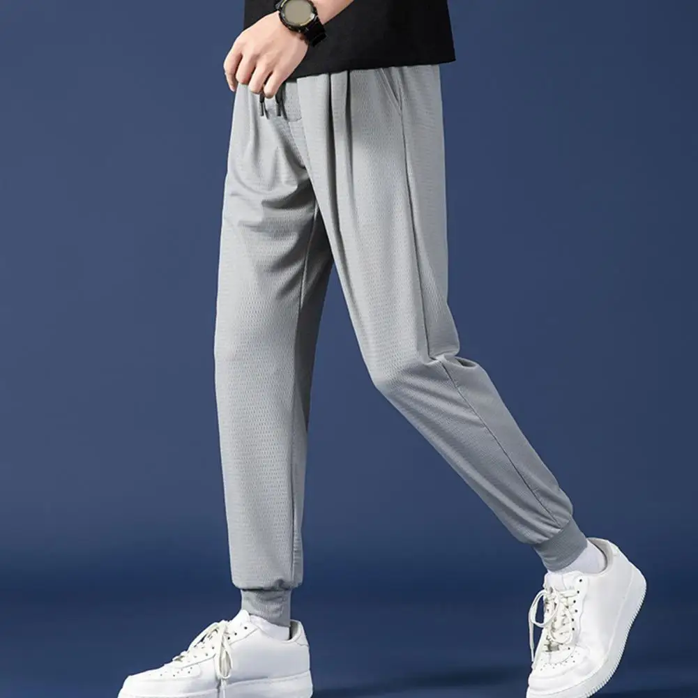 

Men Sweatpants Men's Breathable Mesh Sport Pants with Elastic Drawstring Waist Pockets Lightweight Fitness for Streetwear