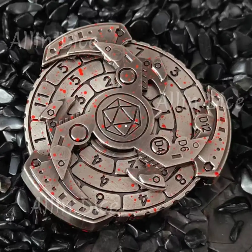 Set di Dadi Giroscopici D&D, 7 in 1 Set di Dadi in Metallo con Spinner per Dungeons & Dragons Giochi da Tavolo di Ruolo RPG Dadi Roulette