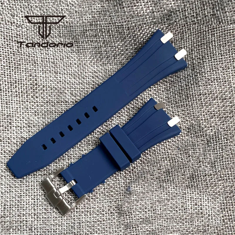 Black/White/Blue/Orange/Yellow/Green Multicolor Silicone Watchband Rubber Strap Steel Buckle Fit for 42mm Octagonal Watch Case