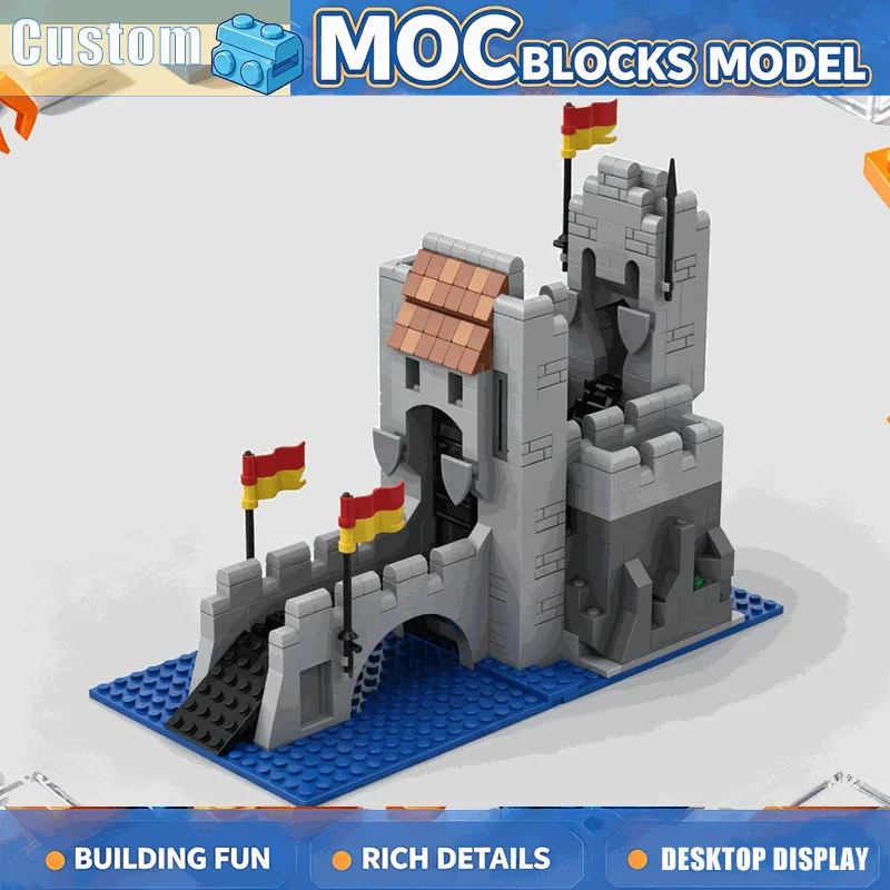 579PCS Medieval Heraldic Tower Building Blocks Castle Bridge Fortress Architecture Model DIY Assembly Creative Display Gift Toy