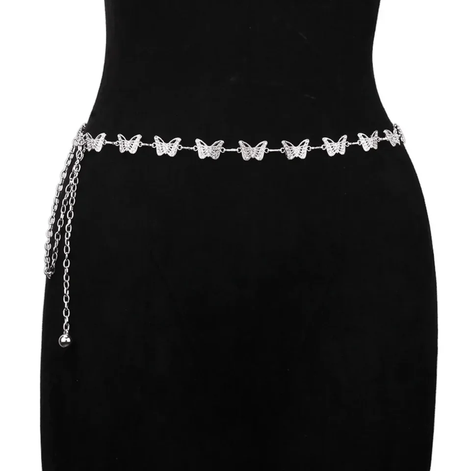 Silver and gold Metal Belly Chain For Women Cute Rhinestone  display picture 1