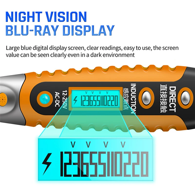 Matita di prova digitale con Display LCD penna di prova di tensione AC/DC multifunzione Tester di tensione della luce a LED cacciavite elettrico