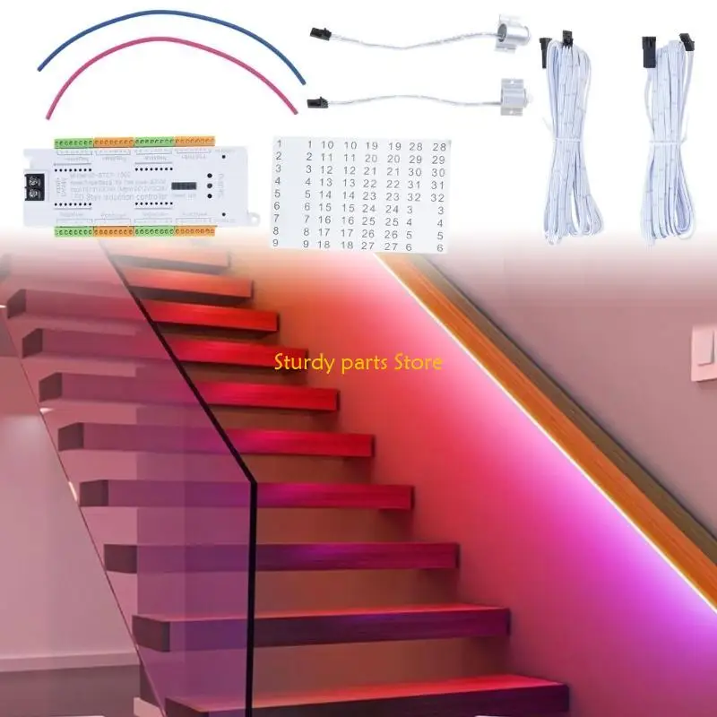 

97QC 32-канальный PIR-датчик, контроллер освещения лестницы, автоматический светодиодный датчик движения 12 В 24 В для лестниц,