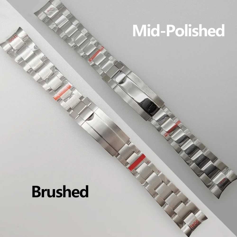 

316L Stainless Steel Watch Strap 20mm, Brushed Watchband, Mid-Polished Bracelet, Slightly Adjustable Pull Teeth Buckle Wristband