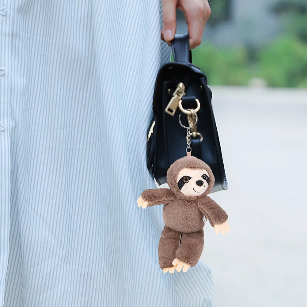 2 pièces Mini peluche Animal jouet paresseux porte-clés sac à dos décorations pour filles porte-clés sacs à dos enfant sac suspendu pendentif