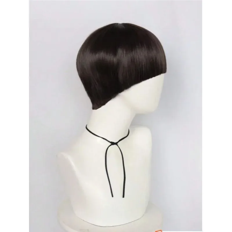 남성용 짧은 갈색 코스프레 가발, 합성 볼컷 헤어, 애니메이션 복고풍 가발, 영화, 할로윈, 크리스마스에 적합
