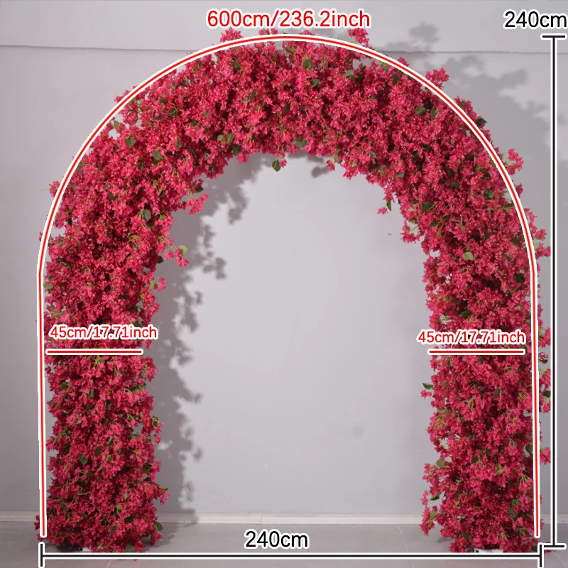 Pink Luxury Rose Hydrangea Flower Row Runner Arrangement Wedding Backdrop Arch Decor Floral With Frame Event Banquet Party Prop